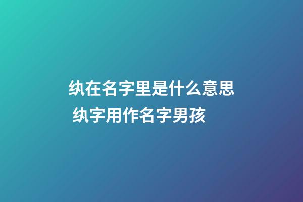纨在名字里是什么意思 纨字用作名字男孩